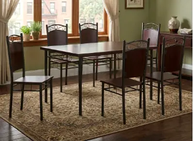 6 chairs easy to handle dining table- wood  metal