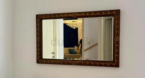 Large Decorative Wall Mirror with Wooden Frame