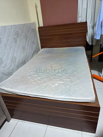 Single wooden bed frame with mattress - good condition