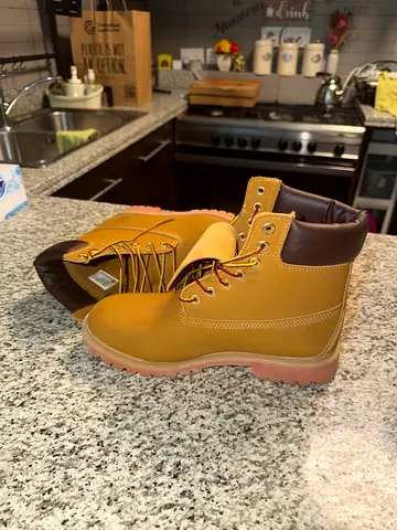 Classic Tan Work Boots - Size 9 1/2, Good Condition