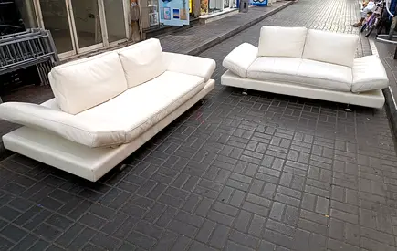 Marina home 2 White Leather Sofas - Modern Design