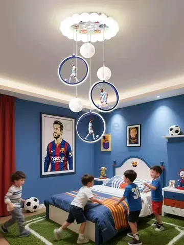 Modern Kids Ceiling Pendant Light — Football Theme LED Chandelier