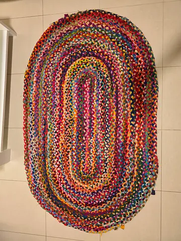 Multicolour Oval Braided Rug - Good Condition