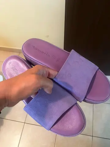 Tamaris purple suede platform slides