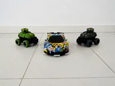 Set of 3 Toy Cars - Sport Car + 2 Monster Trucks, used