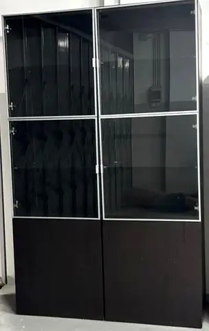 Black glass-front display cabinet / storage unit - good condition