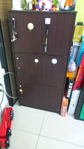 Used 3-Drawer Wooden Shoe Cabinet - Dark Brown