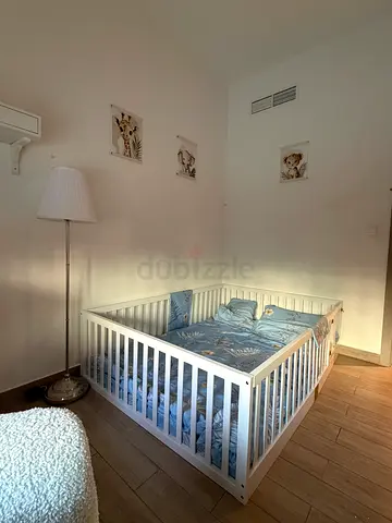 Montessori white wooden baby bed