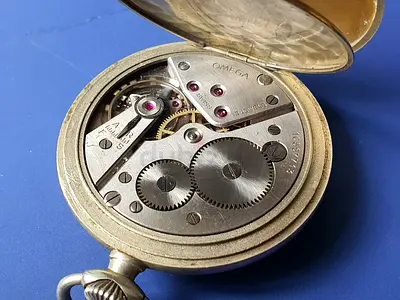 Vintage Omega Pocket Watch Movement in Case — Working Mechanical Piece