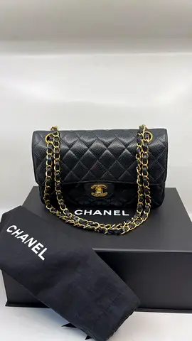Chanel Black Caviar Leather Small Classic Double Flap Bag