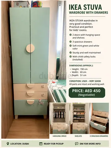IKEA STUVA Kids Wardrobe with Drawers – Excellent Condition
