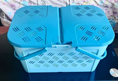 Hamster cage and birds big cage and hamster blue basket all together