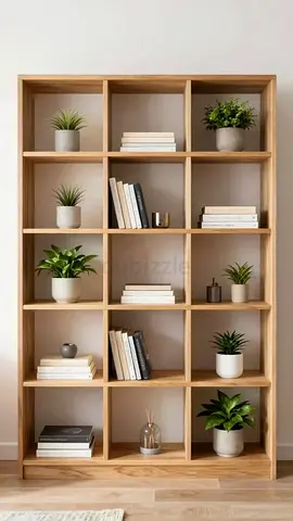 Solid Wood 16-Cube Open Bookcase / Display Shelf - Light Oak Finish