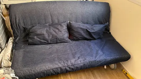 Comfortable Denim Sofa Bed with Cushions