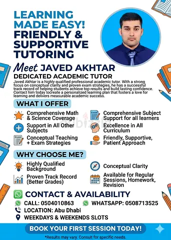 Best Tutor Home Coaching for all Curriculums All Subjects..Specialized in Maths Science English ICT
