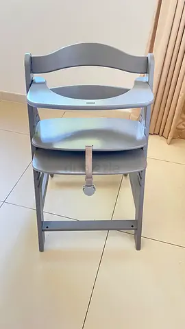 Hauck Alpha Wooden Adjustable Baby High Chair - Grey, Good Condition