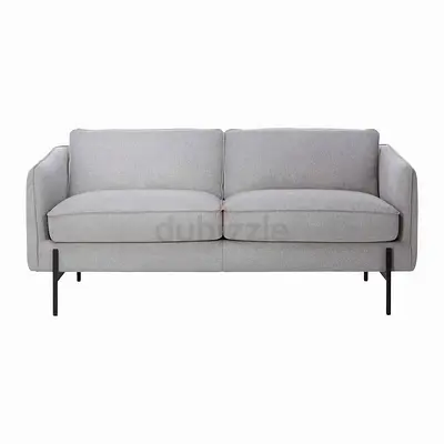 Light Grey 2-Seater Modern Sofa in 140 cms with Metal Legs