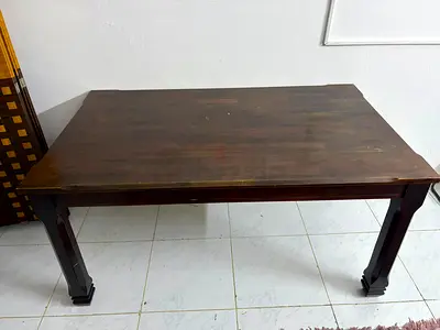 Solid Wood Dining/Study Table - Dark Finish, Good Sturdy Condition