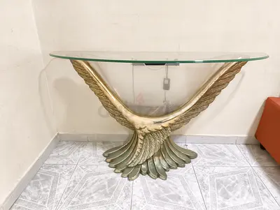 Gold Winged Console Aquarium Table with Glass Top