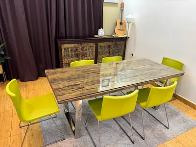Marina Home Railway Wood Dining Table With Chairs