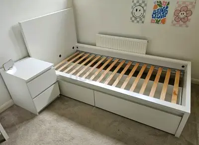 Malam single size bed 90/200cm bed with 2 storage drawers underneath and Ikea mattress is available