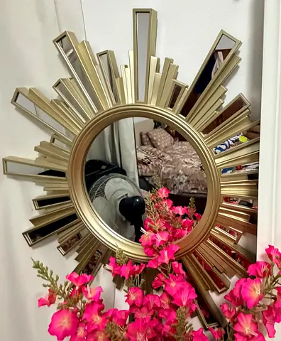 Gold Sunburst Decorative Wall Mirror - Round Accent Mirror