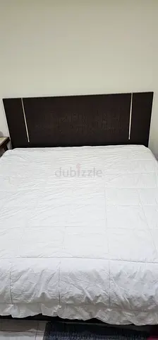 King size bed frame with headboard - dark wood, good condition