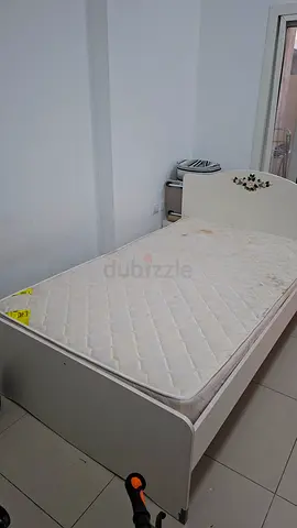 Single bed frame with mattress - white, good condition