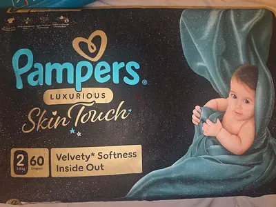 Pampers Luxurious SkinTouch Size 2 - Pack of 60 (Sealed)جديد 60 حفاضة