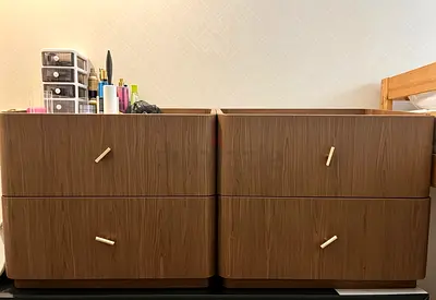 PANHOMES/PAN EMIRATES modern wooden bedside cabinets with brass handles