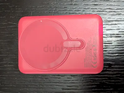 Portable Pink Power Bank with Wireless Charging Pad