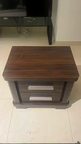 Dark Wood Two-Drawer Nightstand / Bedside Table