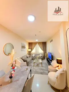 Sharjah, Al Majaz 3, fully furnished super deluxe apartment, second tenant, one bedroom, living room