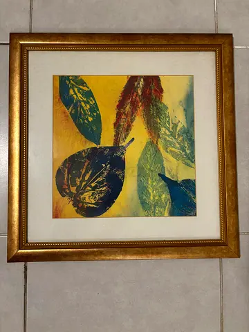 Framed Botanical Leaf Art Print in Gold Frame