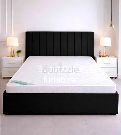 Brand New king size  Black Upholstered Bed Frame with Headboard and Mattress available