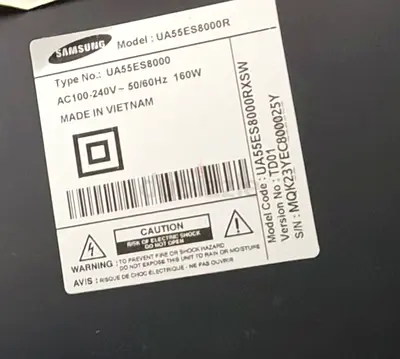 Samsung 55 UA55ES8000 Smart LED TV - Model UA55ES8000R