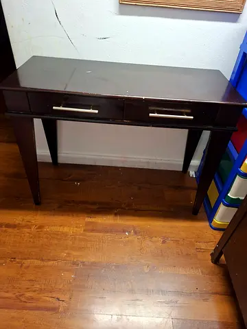 Dark Wood Study/Computer Table with Drawers - Good Condition