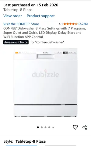 Comfee Tabletop 8-Place Dishwasher — Like New, WiFi  LED Display - Purchased in Feb  Under warranty