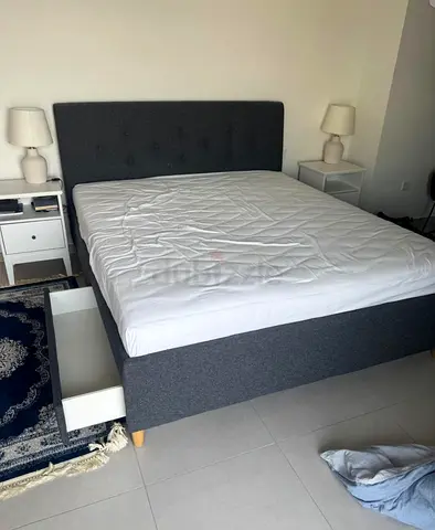 Modern Upholstered Bed Frame with Storage Drawer