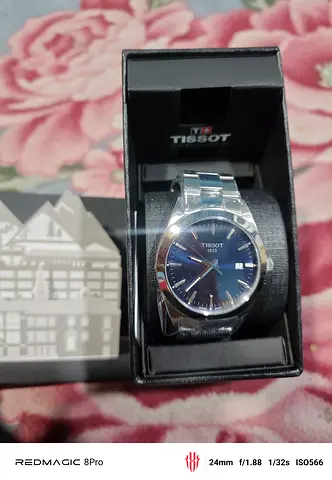Tissot Gentleman Quartz Men’s Watch — Blue Dial, Stainless Steel, With Box