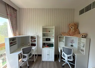 Pair of White Study Desks. 1 desk for: 300 and 2 desks for: 600