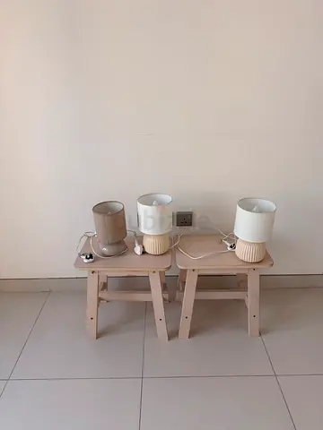 Bedside tables and lamps