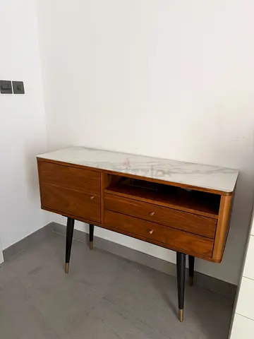 Marble and Wood Console Table