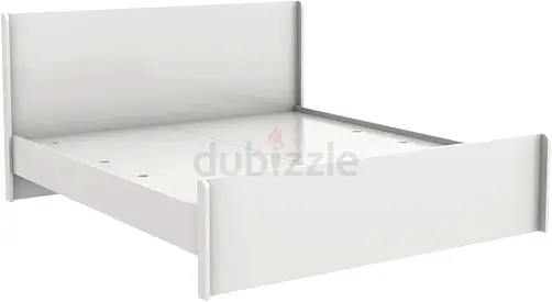White mdf high headboard queen platform bed