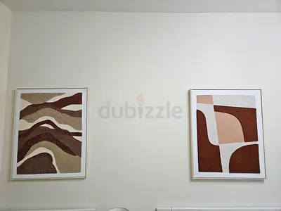Pair of Abstract Earth-Tone Framed Wall Art Prints (Set of 2)