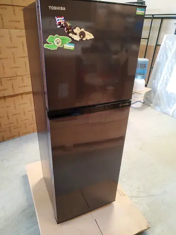 Toshiba 2-Door Refrigerator - Good Working Condition 330litres brown front Model GRA33US-SK