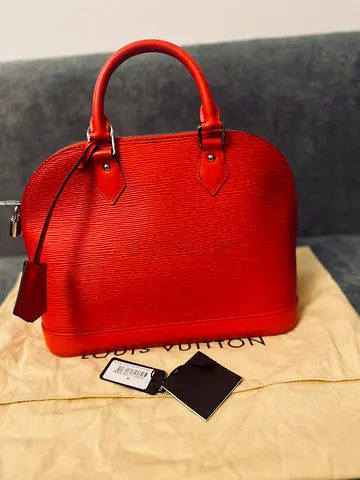 Red Louis Vuitton Alma PM Epi Leather Handbag