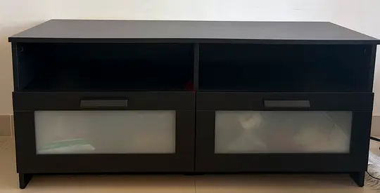 IKEA black TV unit with two drawers