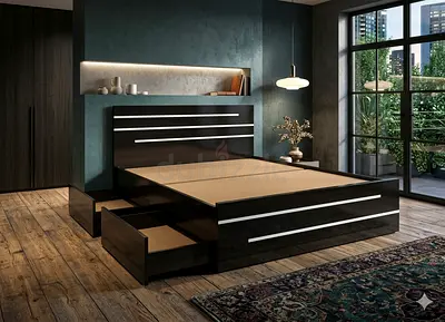 King size bed storage