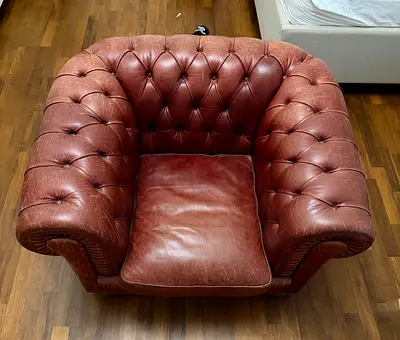 Vintage Brown Chesterfield Leather Armchair - Single Seat